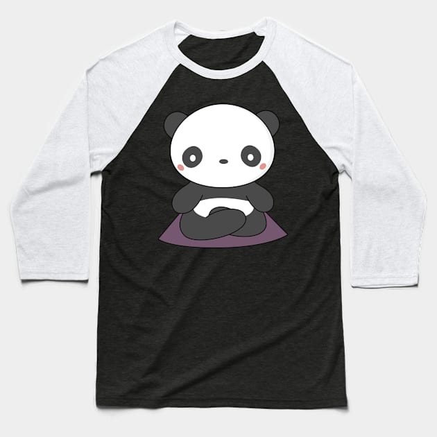 Yoga loving panda is kawaii and cute Baseball T-Shirt by wordsberry